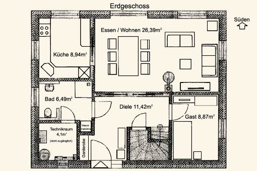 Der Grundriss vom Erdgescho