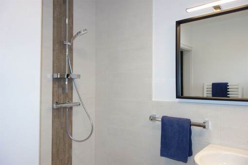 ...die Dusche mit 5cm hoher Wanne